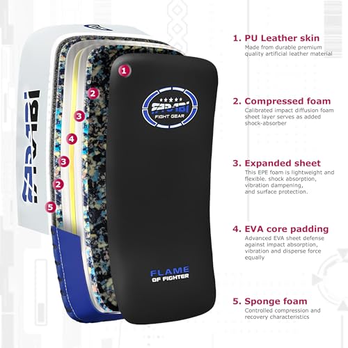 Farabi Thai Pad Training Kick Pad Curved Coaching Pad Kicking Mix Martial Arts x 1 Single Unit - color: Blue