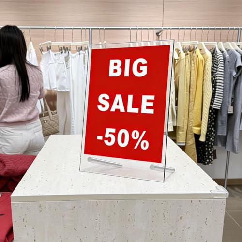 L-Shaped Clear Display Stand, Shatter Resistant Windproof Anti-Fall Outdoor Sign Hold (8.5x11 inch 6pack) - size: 8.5x11 inch 6pack