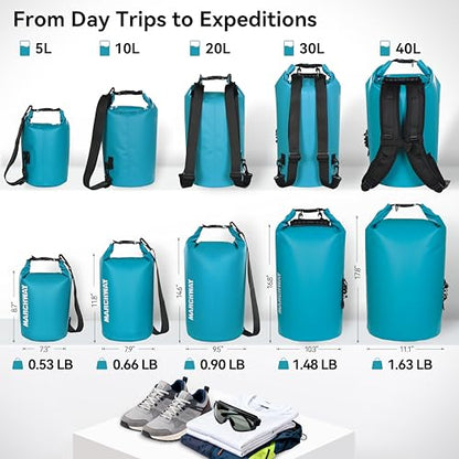 MARCHWAY Floating Waterproof Dry Bag Backpack 5L/10L/20L/30L/40L, Roll Top Sack Keeps Gear Dry for Kayaking, Rafting, Boating, Swimming, Camping, Hiking, Beach, Fishing - color: Teal, size: 10L