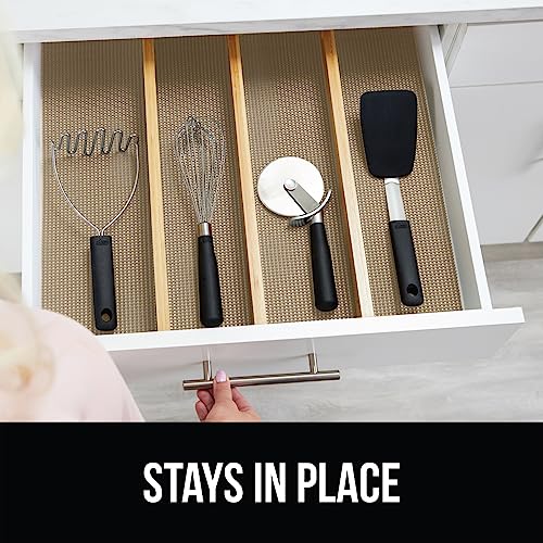 GORILLA GRIP powerGRIP Drawer Shelf and Cabinet Liner, Thick Strong Hold, Non-Adhesive Liners Protect Kitchen Cabinets and Cupboard, Bathroom Drawers, Easy Install, Breathable Mat, 12" x10', Beige - color: Beige, style: 12" x 10'