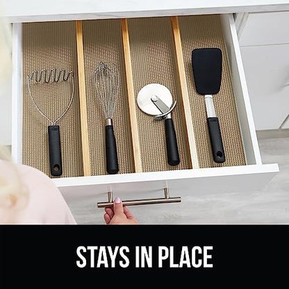 GORILLA GRIP powerGRIP Drawer Shelf and Cabinet Liner, Thick Strong Hold, Non-Adhesive Liners Protect Kitchen Cabinets and Cupboard, Bathroom Drawers, Easy Install Mat, 12" x20', Beige - color: Beige, style: 12" x 20'