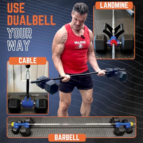 Dumbbell Converter to Barbell For 1" Bars, 500lb, Black w/Collars - color: Black (for standard 1" bar)