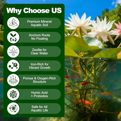 Aquatic Plant Soil for Water Lily & Lotus – Clay-Based, Nutrient-Rich Pond Plant Growing Medium, Ideal for Small Ponds & Water Gardens, Safe for Fish & Aquatic Life 4LB
