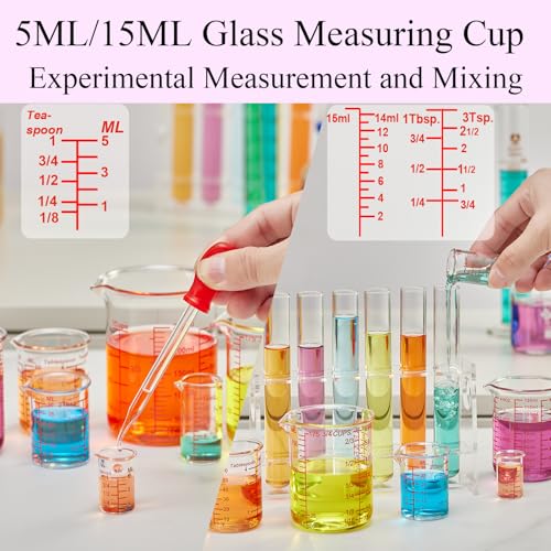 Ackers 7-Piece Glass Measuring Cup Set, Borosilicate Beaker Style Nesting Liquid Measuring Cups