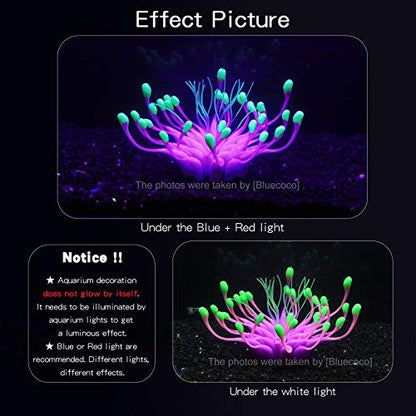 Soft Silica Gel Moves Naturally with Water Flow, Aquarium Decorations Glow in The Dark, Glowing Coral Ornaments for Fish Tank Decorations (Purple, Equinox)