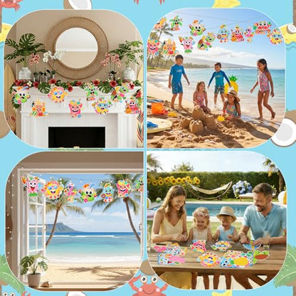 Frienda 48 Set Summer Craft Kit Hawaii Make a Face Paper Sticker Tropical Pool Beach Crafts Make Your Own Pineapple Flamingo Hawaii Sticker for Summer Party Favors Classroom Luau Game Rewards Gift - style: Summer