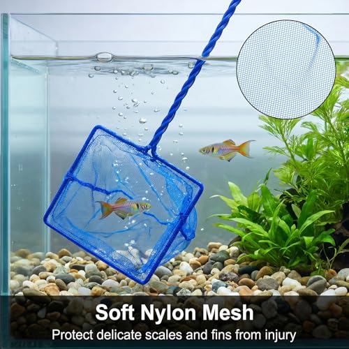 2 Pcs Fish Net for Fish Tank with 10 Inch Long Handle, Fine Mesh Aquarium Net Quick Catch Nylon Fishing Catch Nets