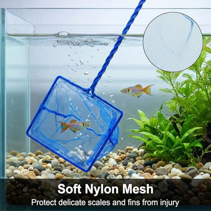 2 Pcs Fish Net for Fish Tank with 10 Inch Long Handle, Fine Mesh Aquarium Net Quick Catch Nylon Fishing Catch Nets