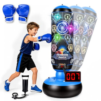 Punching Bag for Kids, Cyberpunk Boxing Set with LED Scoring