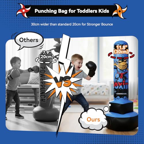 67inch Punching Bag for Kids, Inflatable Kids Boxing Set with Gloves, Fast Rebound Punching Bag for Practicing Karate, Taekwondo, MMA, Christmas/Birthday Gift for Boys Girls, Ages 6-14 - color: Blue
