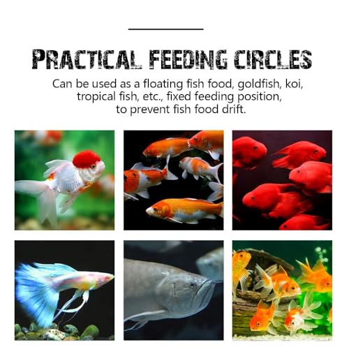 Fish Feeding Ring, Fish Safe Floating Food Feeder Circle Blue, with Suction Cup Aquarium, Square and Round Shape Fish Tank Towels - for Guppy, Betta, Goldfish, Etc (1 Circle)
