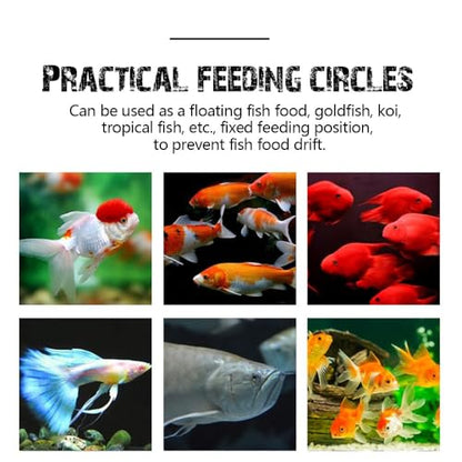 Fish Feeding Ring, Fish Safe Floating Food Feeder Circle Blue, with Suction Cup Aquarium, Square and Round Shape Fish Tank Towels - for Guppy, Betta, Goldfish, Etc (1 Circle)