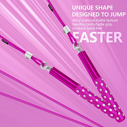 Jump Rope, Wastou Speed Jumping Rope for Training Fitness Exercise, Adjustable Adults Workout Skipping Rope for Men, Women, Kids, Girls - color: Pink-B