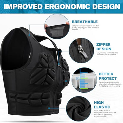 Women Padded Compression Vest, Impact Vest for Women, Chest Breast Rib Protection Vest for Sports, Karate, Football, Basketball - size: Small, style: Impact Padded Zipper Vest
