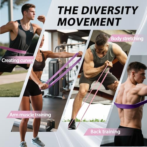 Resistance Bands for Pull Up Assist, Stretch Bands & Exercise Workout Set - color: 5-85LBS PINK PURPLE
