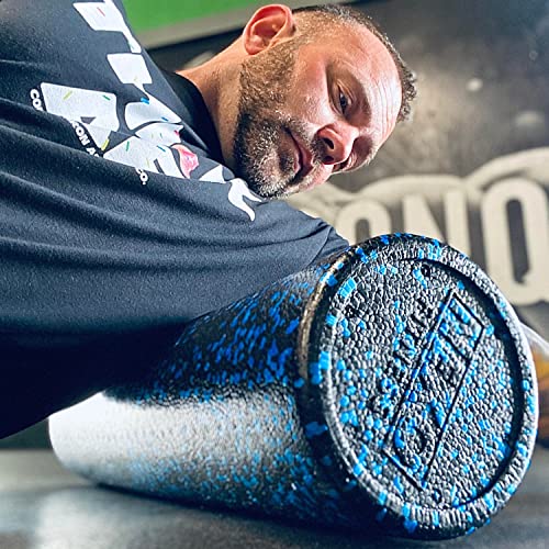 High-Density Round Foam Roller for Muscle Soreness Recovery, Exercise, Massage - 18", 24", 36" Blue Fleck (24 Inch) - size: 24 Inch