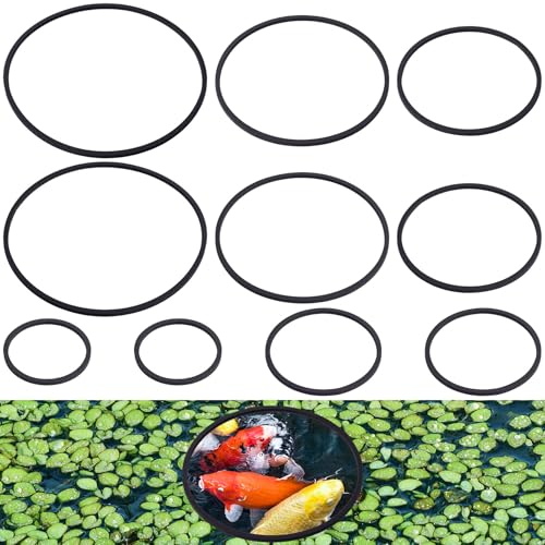 10pcs Fish Feeding Rings Set, 5 Sizes Round Floating Aquarium Plant Corral, Fish Tank Aquarium Accessories for Betta (Black)