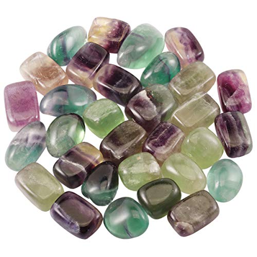 Rockcloud 1 lb Tumbled Polished Stones Gemstone Supplies for Wicca,Reiki,Healing Crystal,Fluorite - color: Green&purple