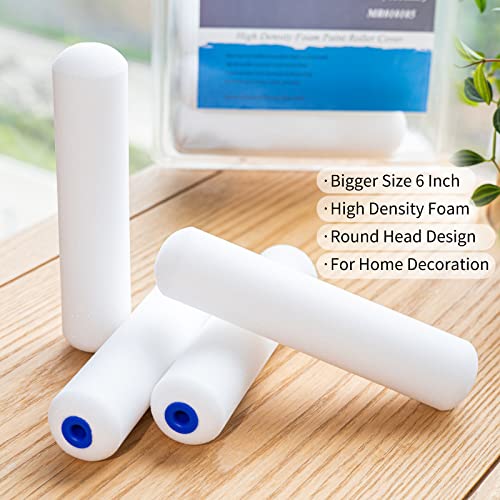 Mister Rui Foam Paint Roller Cover, 6 Inch Sponge Paint Roller Sleeve, Pack of 10, Foam of Premium Quality Can Be Used with Water and Oil Based Paints - color: #. 6" 10 Pcs Double-rounded