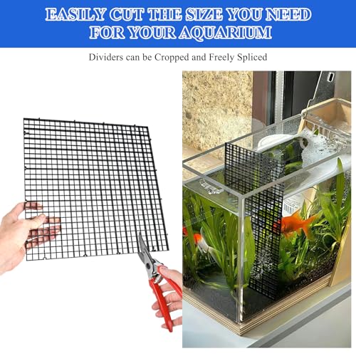 Supkiir 14pcs Aquarium Fish Tank Divider, Plastic Grate Isolation Board Partition, Black Aquarium Filter Bottom Tray Egg Crate Light Diffuser Grid Panel