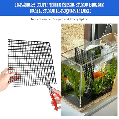 Supkiir 14pcs Aquarium Fish Tank Divider, Plastic Grate Isolation Board Partition, Black Aquarium Filter Bottom Tray Egg Crate Light Diffuser Grid Panel