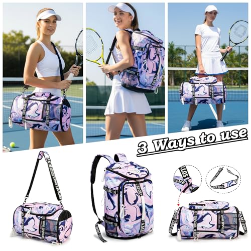 SDTAME Gym Duffel Backpack with Shoe Pocket & Laptop Sleeve - color: Purple
