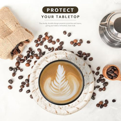 Coasters Set of 8 for Drinks, 4 Inch Large Coasters for Coffee Table, Tabletop Protection for Hot & Cold Drinks, Versatile Coasters for Home Decor, Non-Slip & Easy to Clean, Coffee