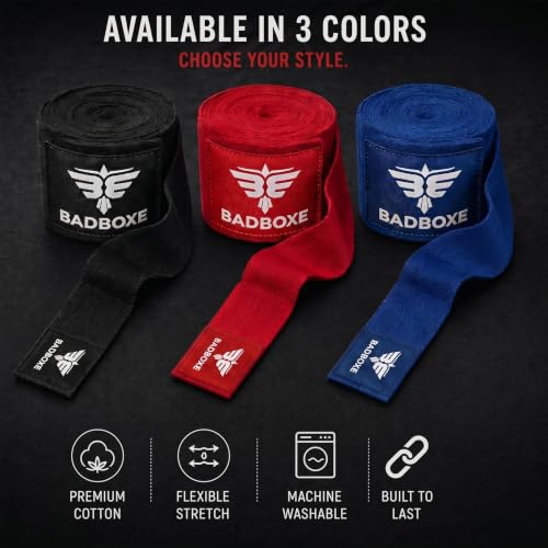 TWISTER FIGHT WEAR Boxing Hand Wraps 180" (4.5 Meter) – Premium Cotton-Polyester Blend with Thumb Loop and Hook & Loop Closure for Boxing, MMA, Muay Thai & Kickboxing - color: Black (2 Pair)