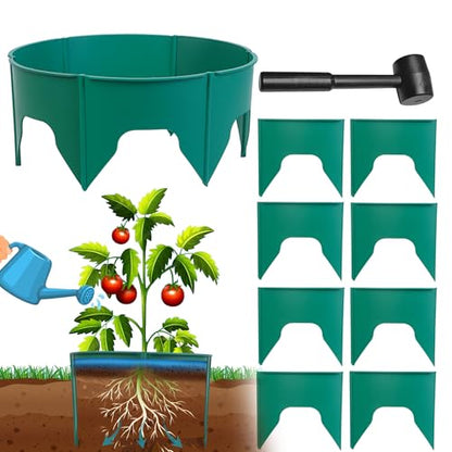 24 Pieces Planting Grow Rings, Interlocking Garden Ring Plant Rings for Outdoor Plants, Diameter Range 8.2-15.7 Inches, Green Adjustable Planting Ring for Garden Edging and Soil Moisture Retention