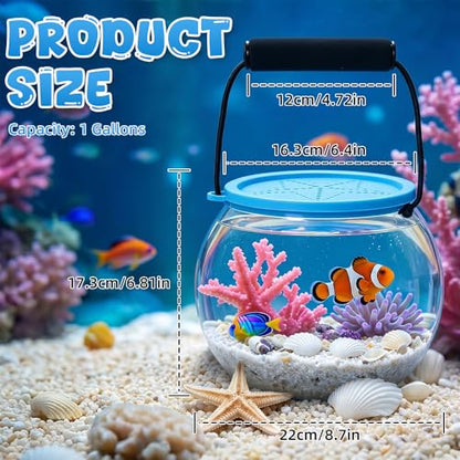 Beach Aquarium Kit Clear Portable Plastic Fish Tank Catch and Release Design Transport Container for Kids Beach Must Haves Crab Catching Kit Small