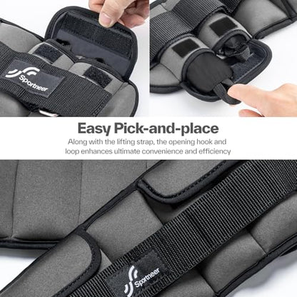 Sportneer Adjustable Ankle Weights with Removable Weights, Easy to Adjust - color: Gray