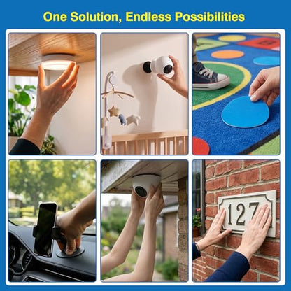 2" Heavy Duty Hook and Loop Circles with Adhesive – 8 Sets Industrial Strength Round Fasteners with Acrylic Foam Backing for Indoor & Outdoor Use, Wall Decor, LED Lights & RV Organization