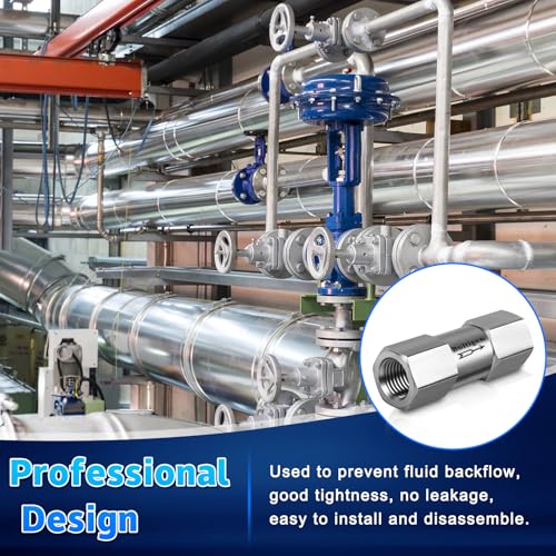 Stainless Steel 304 1/2" NPT Spring Check Valve, 1000 PSI, -20C to 200C, Industrial Check Valve, 2 Ports, NPT Connections - size: 1/2'' NPT