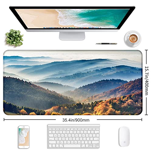 Large Mountain View Patterned Mouse Pad, Anti Slip Gaming Keyboard Desk Pad | The Surface Of The Mouse Pad Is Designed With Fiber Woven Material, And The Base Is Made Of Natural Anti Slip Rubber. - color: Mountain Landscape