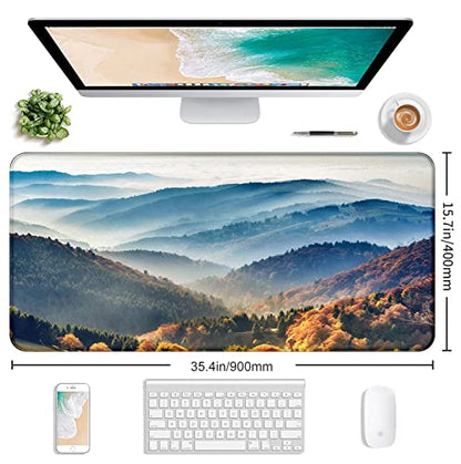 Large Mountain View Patterned Mouse Pad, Anti Slip Gaming Keyboard Desk Pad | The Surface Of The Mouse Pad Is Designed With Fiber Woven Material, And The Base Is Made Of Natural Anti Slip Rubber. - color: Mountain Landscape