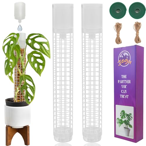 JEGU Self-Watering Moss Pole for Monstera Plant Support, 18.8 Inch Stackable Plastic Moss Pole for Climbing Plants. (2PACK-Lagre) - size: 2PACK-Lagre