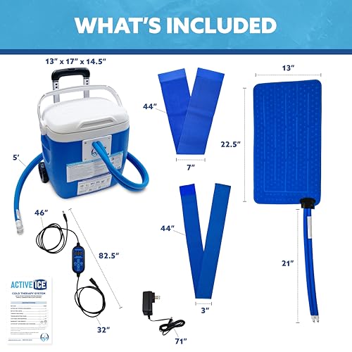 Polar Active Ice Hip-Extended Coverage Cold Therapy Ice Machine System with 12.5"x22.5" Therapy Compression pad, Programmable Timer, 16 Qt. Cooler, Quiet Pump, Strong Cryotherapy Pain Relief Treatment - style: Hip Pad