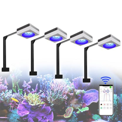 RL90 WiFi LED Aquarium Light Full Spectrum Aquarium Reef Led Light, for 72inch 180cm 6ft SPS LPS Marine Reef Coral Tank, App Control (4 RL90FS with arm kit) - size: 4 RL90FS with arm kit