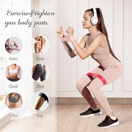 VEICK 5-Level Resistance Loop Bands Set for Strength Training & Pilates - color: Light Pink