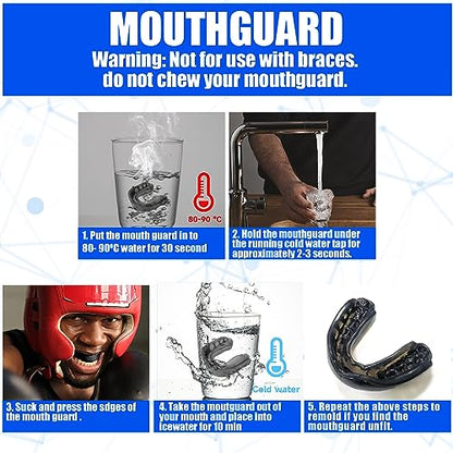 2 Pack Football Mouth Guard, Sports Mouth Guard Youth Football Mouthguard with Strap and Box Basketball, Sport Mouthguard for Lacrosse, Hockey, MMA(for Ages 8+)