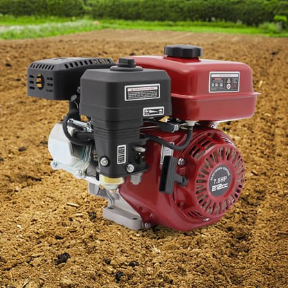 7.5 Hp 4 Stroke Gas Engine, 212CC Heavy Duty Go Kart Engine with Manual Starter, Air Cooling for water pumps, vibrators, generators, machines, vehicles, pressure washers, air compressors and So on