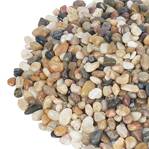5 lb Decorative Pebbles for Plants, 3/8 Inch Mixed Color Rocks, Small Stones for Indoor Planters, Succulents & Vase Filler, Pea Gravel for Aquariums - size: 5lb, style: 3/8inch