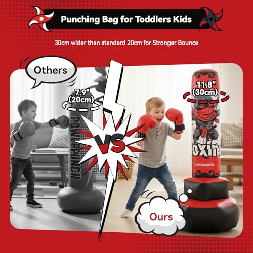67inch Punching Bag for Kids, Inflatable Kids Boxing Set with Gloves, Fast Rebound Punching Bag for Practicing Karate, Taekwondo, MMA, Christmas/Birthday Gift for Boys Girls, Ages 6-14 - color: Red