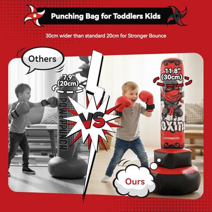 67inch Punching Bag for Kids, Inflatable Kids Boxing Set with Gloves, Fast Rebound Punching Bag for Practicing Karate, Taekwondo, MMA, Christmas/Birthday Gift for Boys Girls, Ages 6-14 - color: Red