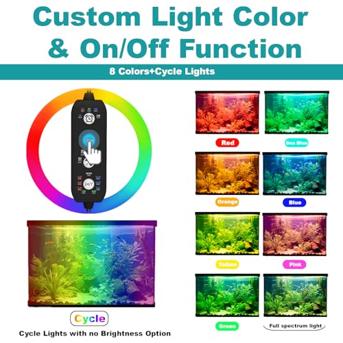 SEAOURA Submersible Aquarium Light for 28 to 54 Inch Fish Tank, 24/7 Cycle Fish Tank Light with Timer, Aquarium Plant Light with Full Spectrum+7 Single Colors, Auto On/Off, Adjustable Brightness - size: 26.8 Inch length