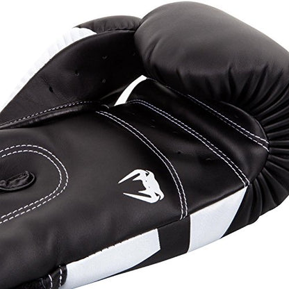 Venum Elite Boxing Gloves - color: Black/White, size: 12-Ounce