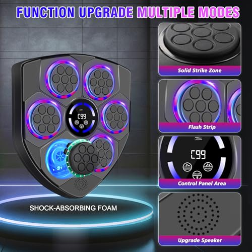 YORWHIN Smart Music Boxing Machine for Adults and Kids, Bluetooth Boxing Equipment with Boxing Gloves, Wall Mounted Electronic Punching Machine for Home Gym Workout Indoor - style: Shield