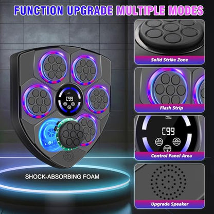 YORWHIN Smart Music Boxing Machine for Adults and Kids, Bluetooth Boxing Equipment with Boxing Gloves, Wall Mounted Electronic Punching Machine for Home Gym Workout Indoor - style: Shield