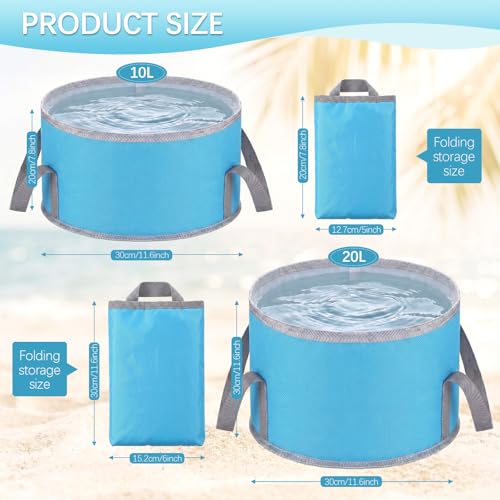 4 Pcs 5 & 2.6 Gallon Bucket Collapsible Foldable Bucket with Handle for Fishing Camping, Car Wash Buckets Foldable Water Container with Carry Bag Portable for Hiking Travel Gardening Beach