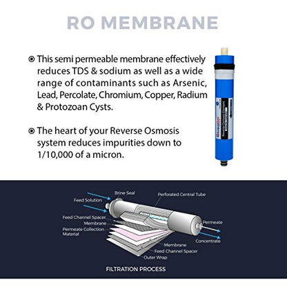 LiquaGen - 150 GPD Water Saver Upgrade Kit - Aquarium Reef/Reverse Osmosis Membrane + Full Membrane Housing Kit | RO Water Purification Replacement Filter Kit for Under Sink or Countertop Use